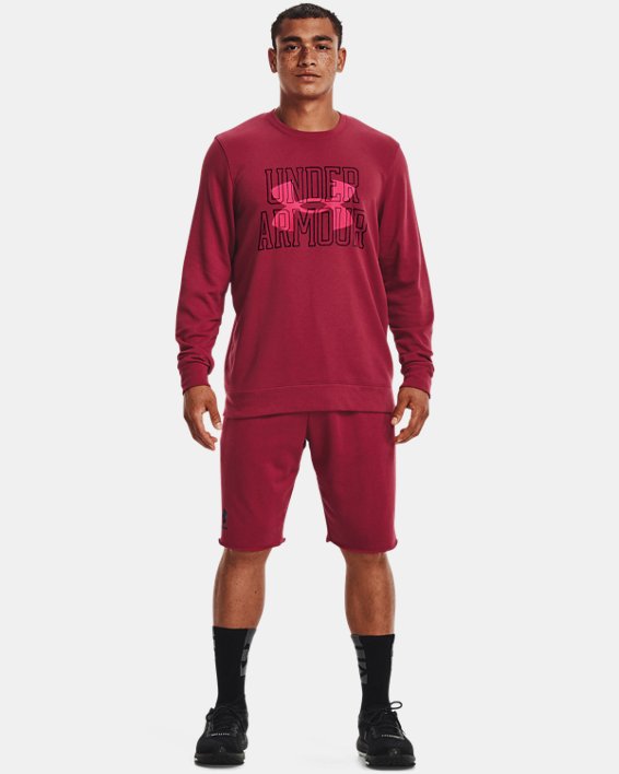 Men's UA Rival Terry Logo Crew in Pink image number 2